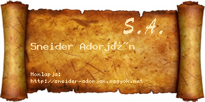 Sneider Adorján névjegykártya